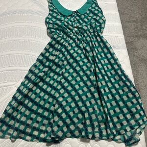 Xhilaration Sleeveless Green Geometric Fit-and-Flare Dress